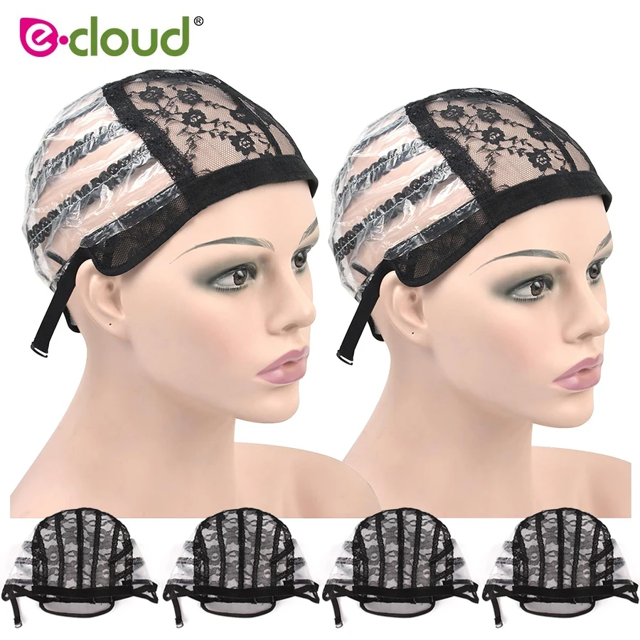 20pcs/bag Rose Lace Adjustable Mesh Wig Caps Weave Breathable Durable Black Coffee Beige Dome Caps For Wig Hair Net Easy To Use