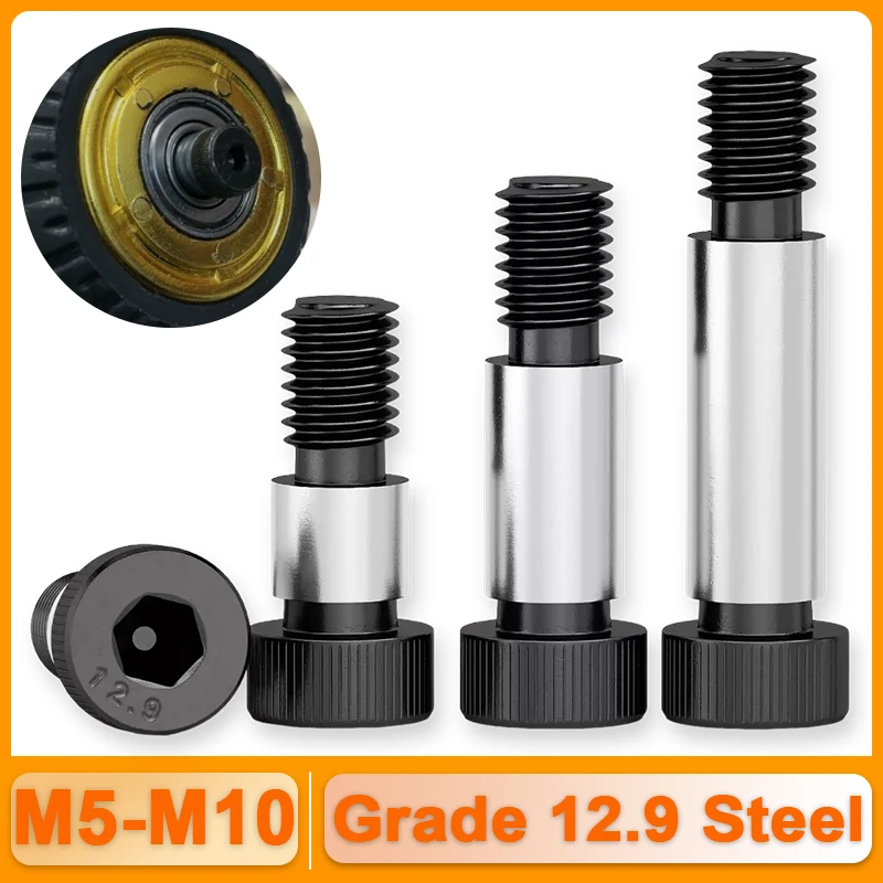 Grade 12.9 Steel Hex Hexagon Socket Cap Head Shouldd Roller Bearing Screw Bolt 1Pcs M5 M6 M8 M10 Diameter= 6 8 10 12mm