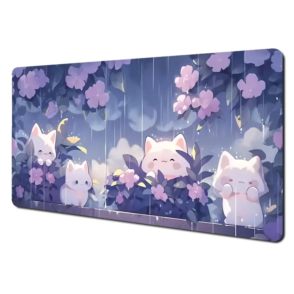 

Purple Cat Rain Extended Pads Mouse Pad Large Gaming Non-slip Computer Laptop Art Mausepad Tablet Mat Mini PC Playmat