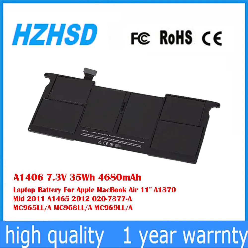

A1406 7.3V 35Wh 4680mAh Original Laptop Battery For Apple MacBook Air11" A1370 Mid2011 A1465 2012 020-7377-A MC965LL/A MC968LL/A
