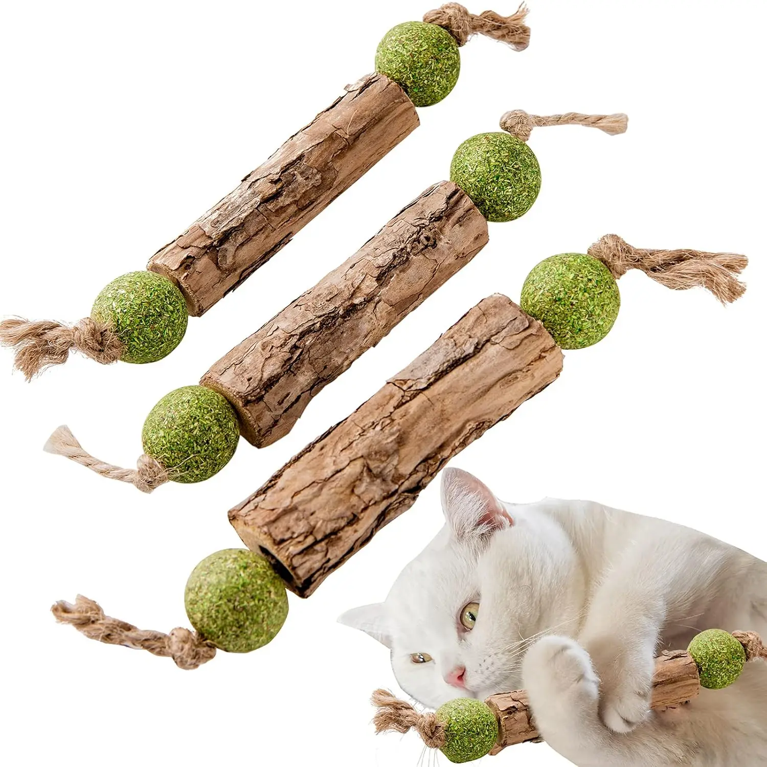 1 Stück Katzen-Zahnreinigungsstab aus Reinem Natürlichen Katzenminze, Silberrebe (Actinidia Fruit) und Matatabi, Katzensnack-Stick