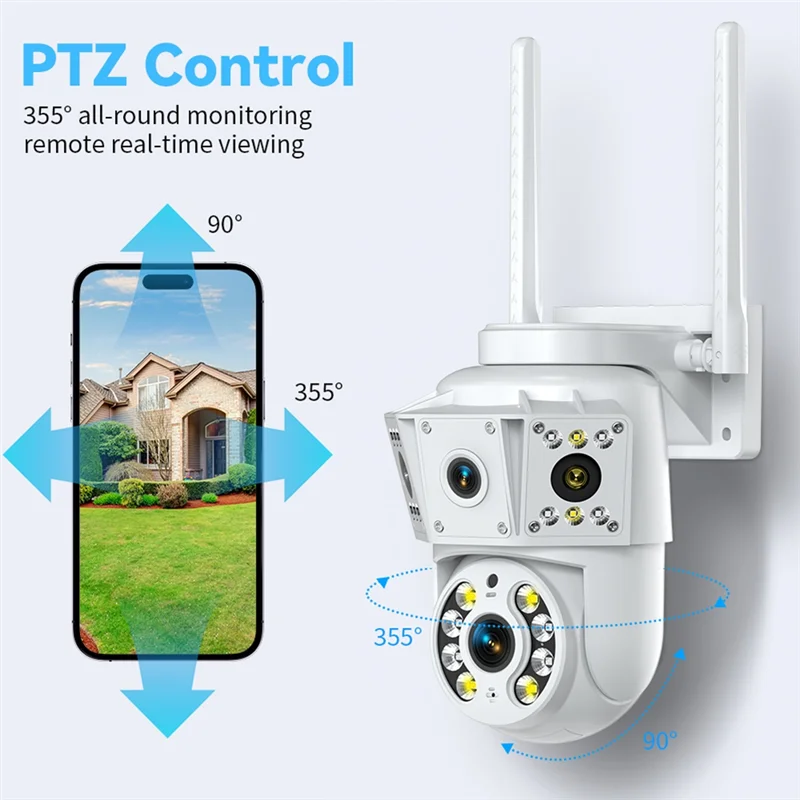 Baay interior/exterior multi-lente binocular câmera de vigilância sem fio visão noturna monitor remoto 1080p câmera wi-fi sem fio