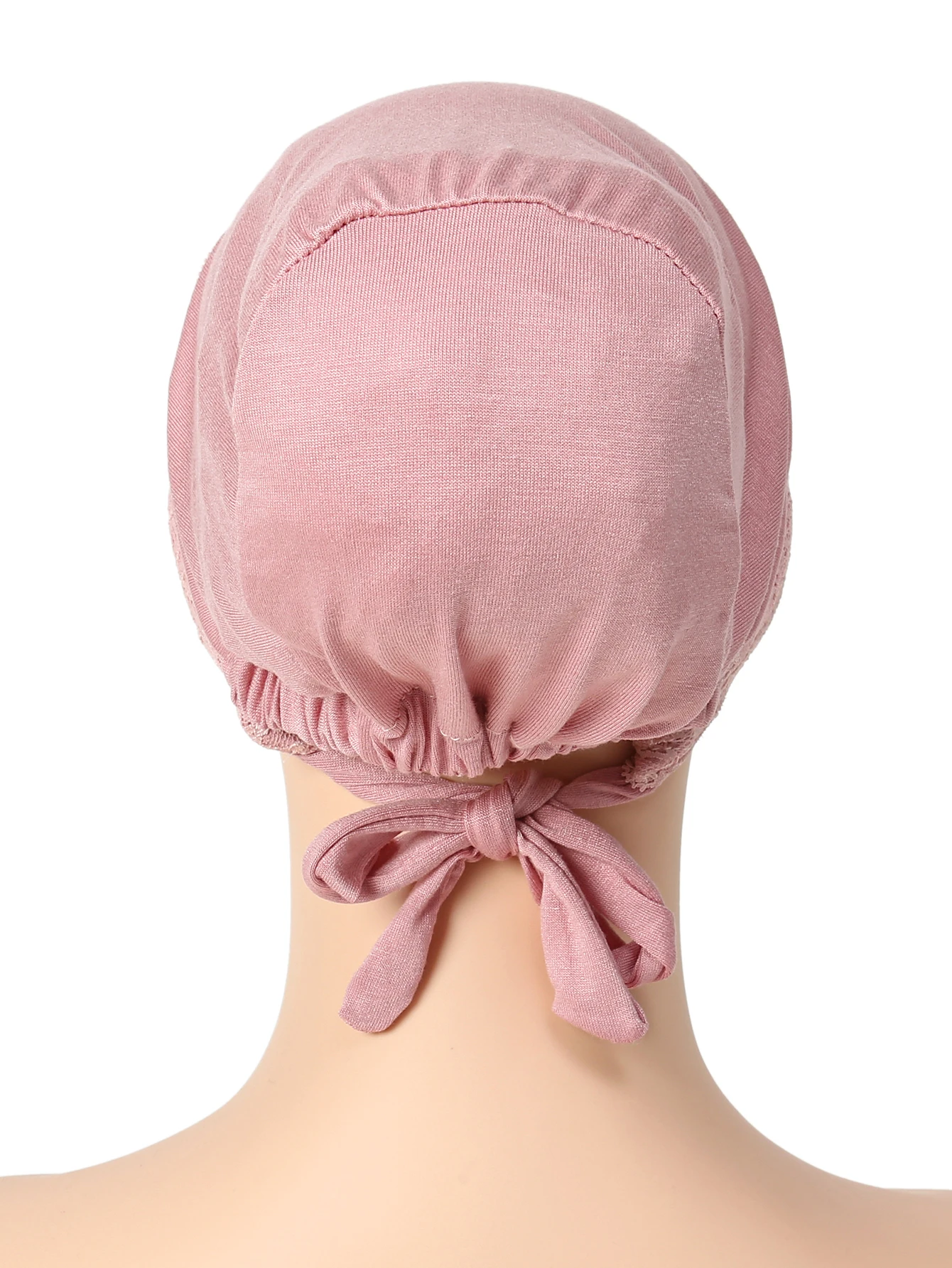 Solid Color Elastic Strap Women Hijab Caps Muslim Wrap Head Turban Bonnet Fashion Lace Headdress Islamic Clothing Accessories