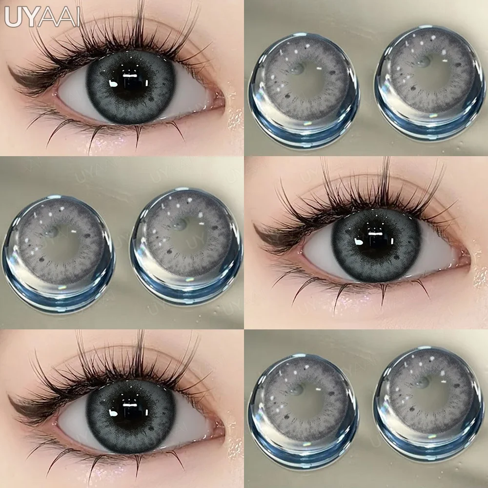 UYAAI 1 Paar farbige Kontaktlinsen für Augen, natürliche Modelinsen, graue Schönheit, Schüler, blaue Augenlinsen, Kosmetik, weiche Linsen – Detail 19