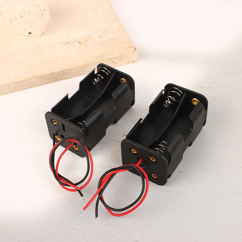 2Pcs AA/AAA Battery Holder 6V For 4 X AA Batteries Black Plastic Storage Box AAA Battery Case Dual Layers With Wire Lead