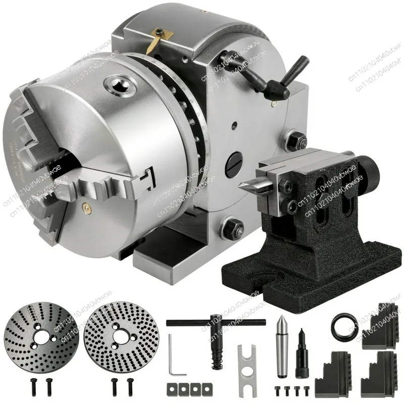 Indexing Head BS-0-4 Inch Hand Crank Precision Universal Head BS Type Milling Machine Simple Indexing Head, with Tail Seat