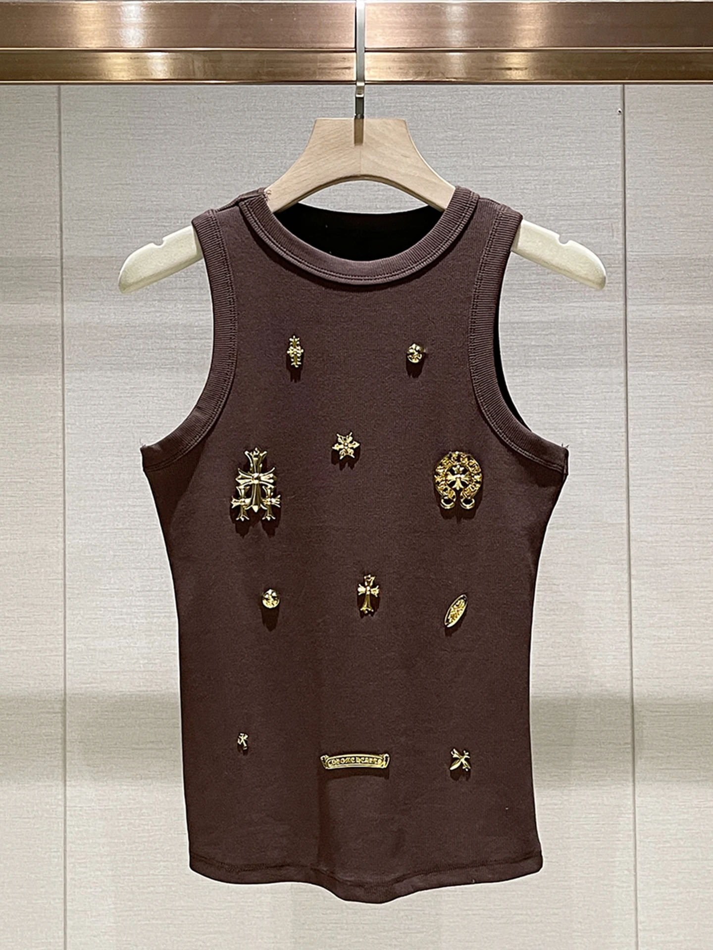 

Ele Women's Knitted Vest Top Svel round Ne Vintage Slim Fit Base Layer Coffee Color Spring New Sle Casual Leisure