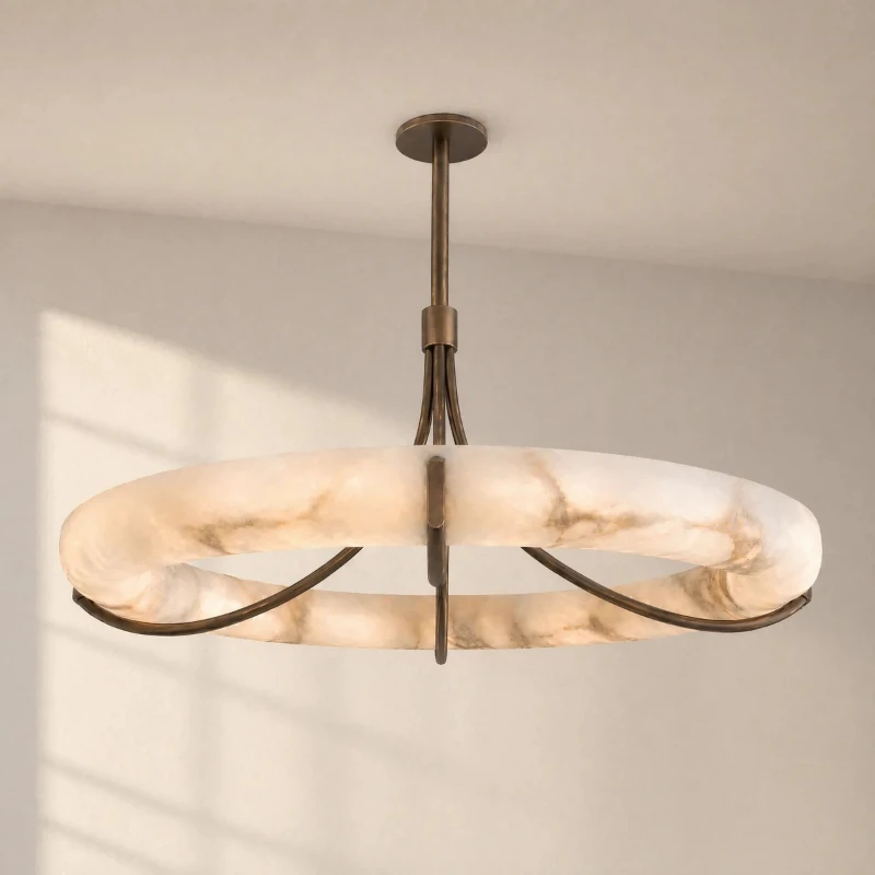 Modern light luxury marble chandelier restaurant living room hotel lobby chandelier natural Spanish marble chandelier