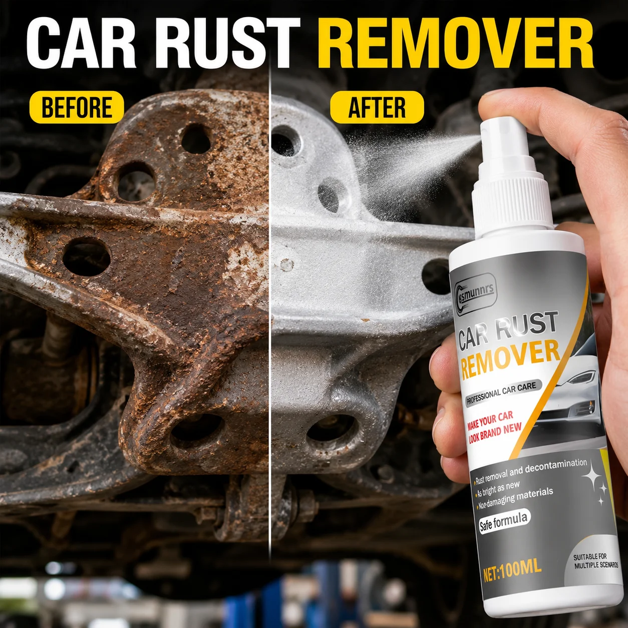 Magic Rust Remover Spray Instantly Dissolves Rust and Restores Metal Shine Like New