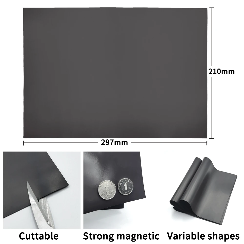 A4 Magnet Sheets 0.5mm Black Magnetic Mats for Refrigerator Photo and Picture Cutting Die Craft Magnets Magnetic on One Side