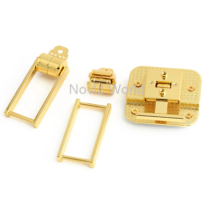 5-10Sets K Gold Metal Press Locks For Bags Handbags Shoulder Purse Tote Square Clasp Turn Lock Replacement Hardware Accessories