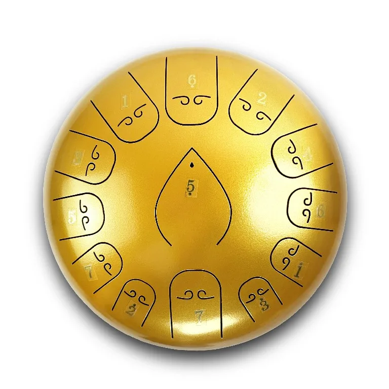 

2025 Factory Offer 12inch 13Note Golden Stainless Steel Rain Tongue Drum & Handpan Musical Instrument C Key Tongue Drum