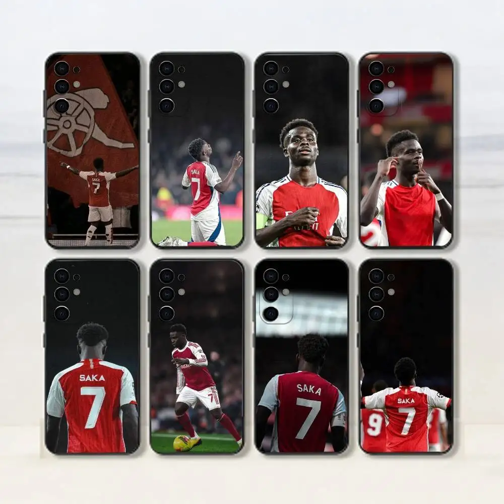 B-Bukayo S-Saka-Football-Sport Phone Case Black Silicone Soft For Samsung S25,S24,S21,S22,S23,S30,Ultra,S20,Plus,Fe,Lite