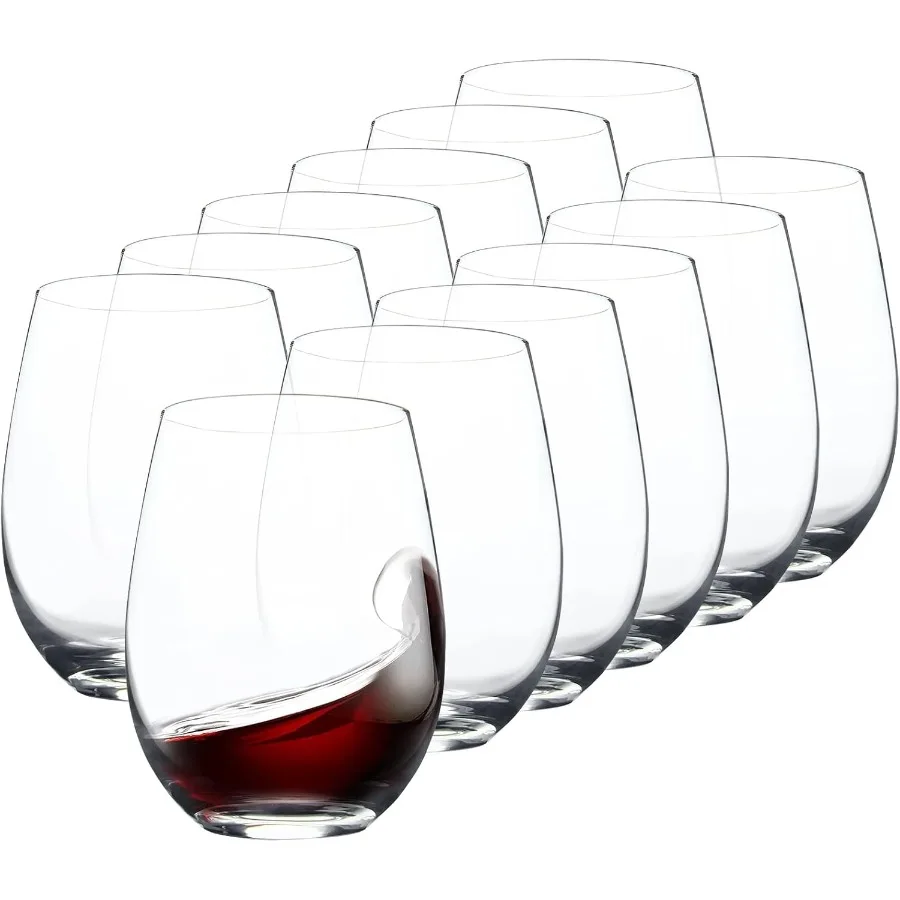 

Stemless Wine Glasses Set of 12 15 Ounce Smooth Rim Standard Wine Glass Tumbler for Red White Wine Dishwasher Safe Perfect for