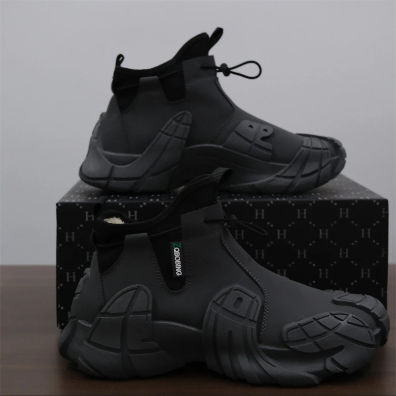 Neue Winter-Herrenschuhe aus Baumwolle mit dickem Fleecefutter für warme Herren-Schneestiefel – Detail 4
