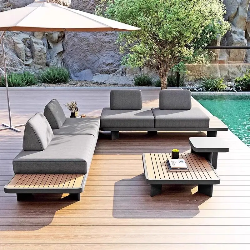Outdoor sofa courtyard balcony leisure villa garden terrace outdoor aluminum alloy table combination waterproof and sunscreen