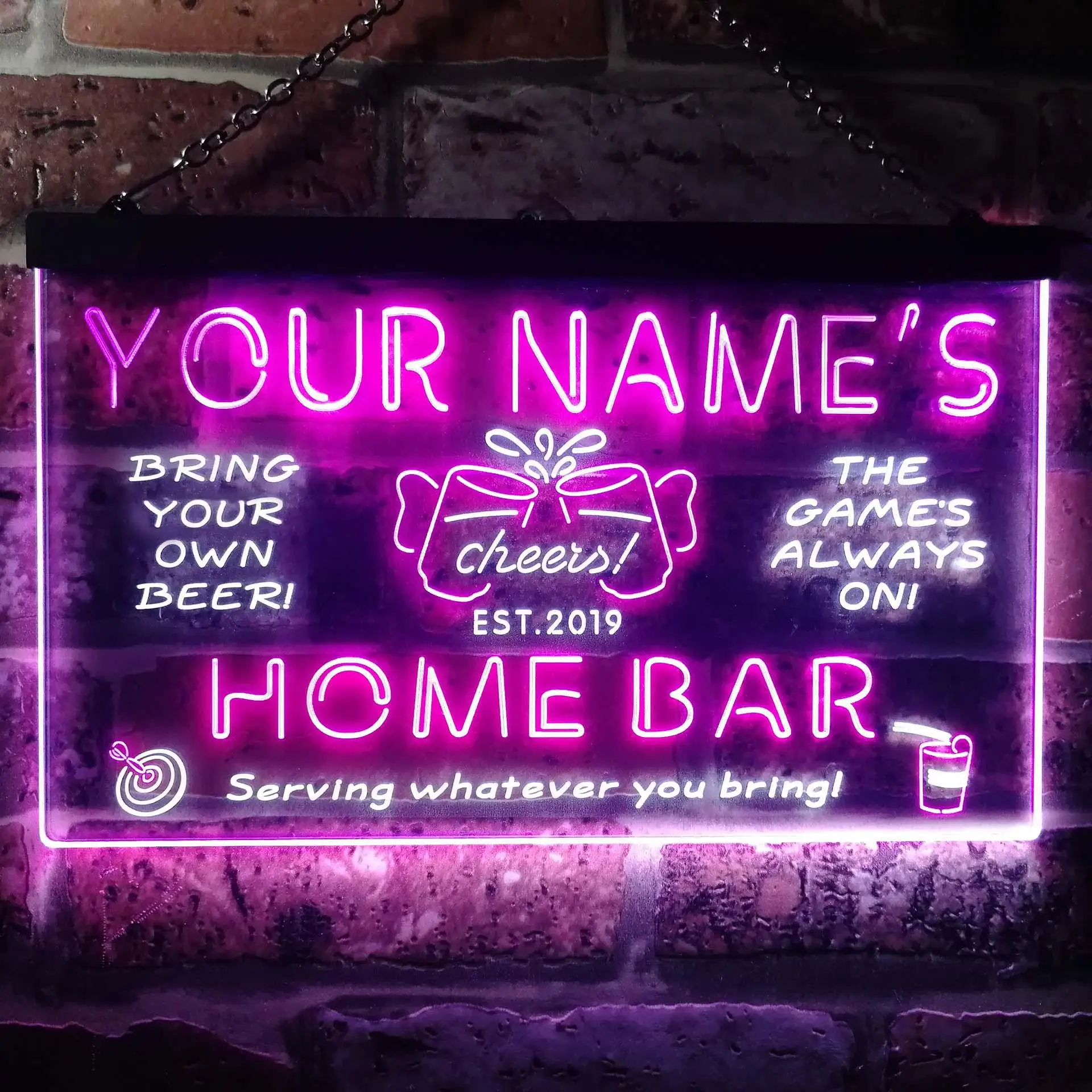 Personalized Beer Cheers Home Bar Dual Color Led Neon Sign st6-q1-tm