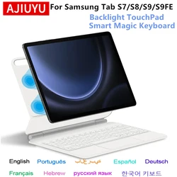 Magic Keyboard for Samsung Galaxy Tab S9 FE 10.9 S9 S8 S7 11-inch Adjustable Stand Case Backlight Touchpad Keypad Multi-Language