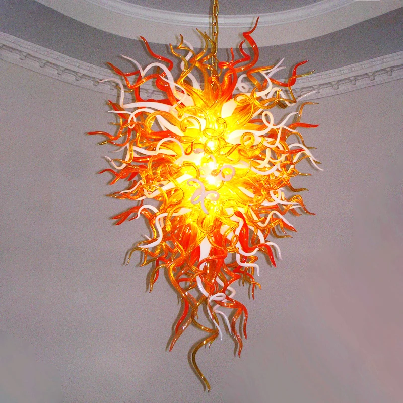 Modern Gold Glass Pendant Lamps LED Chandelier Handmade Blown Glass Chandelier Lighting 28 by 130cm