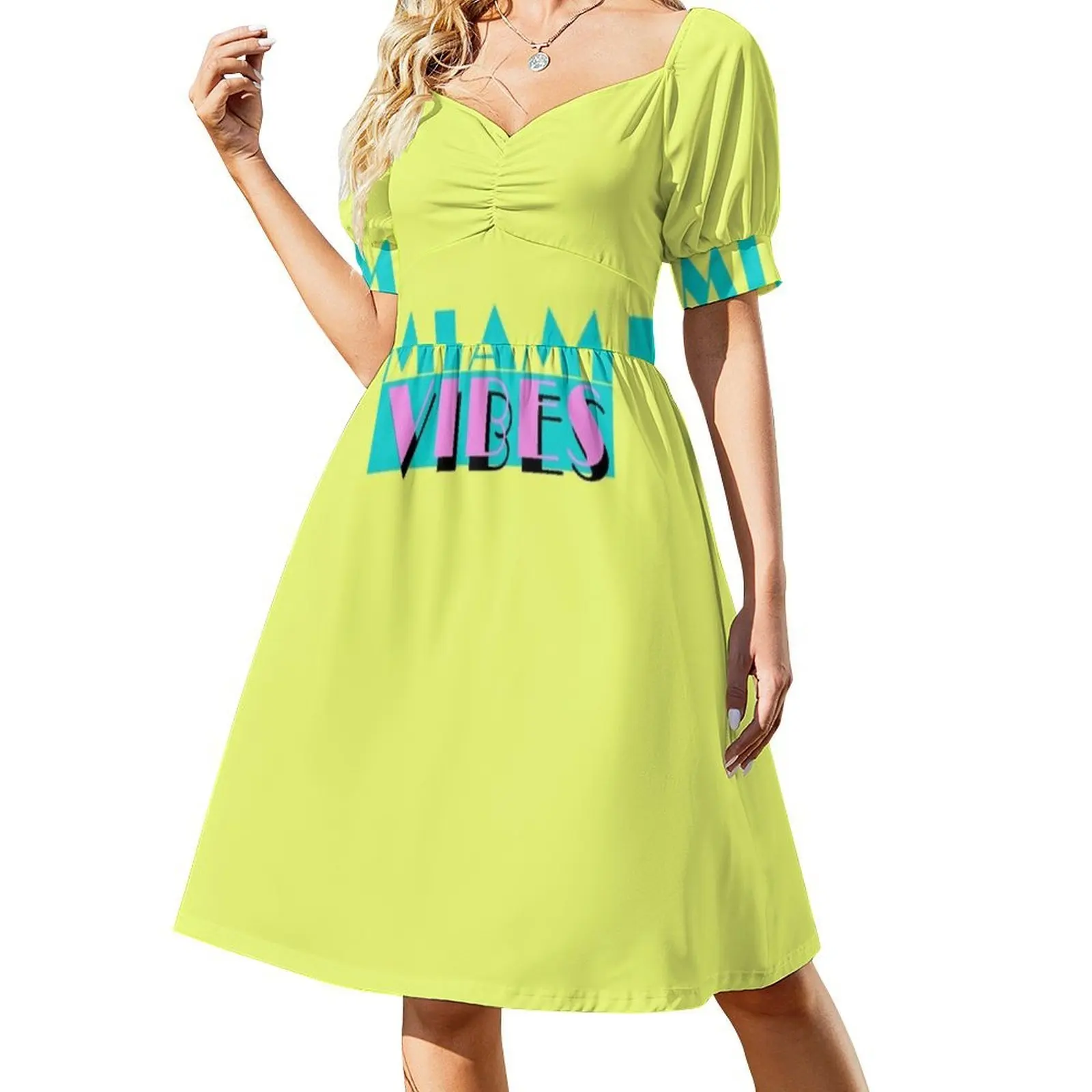 فستان Miami Vibes الكلاسيكي البوهيمي بأكمام منتفخة أو خيارات بدون أكمام للنساء فستان Miami Vibes Miami Vice مرحبًا بكم في Miami #2