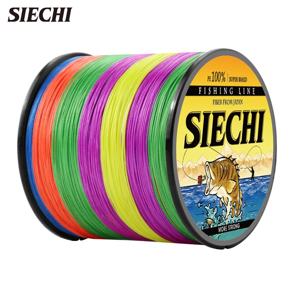 SIECHI Geflochtene Schnur, 4 x 100/300 m, 9 Farben, alles für Angelschnur, MaxDrag, 83 lb, Multifilament-PE-Schnur zum Salzwasser-Meeresangeln