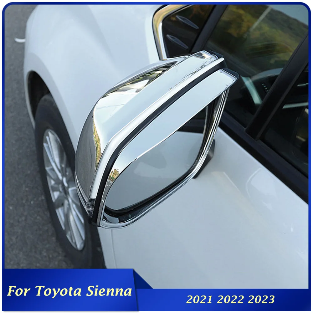 2021 2022 2023 For Toyota Sienna ABS Chrome Car Side Door Rear View Mirror Sun Rain Visor Cover Decal Frame