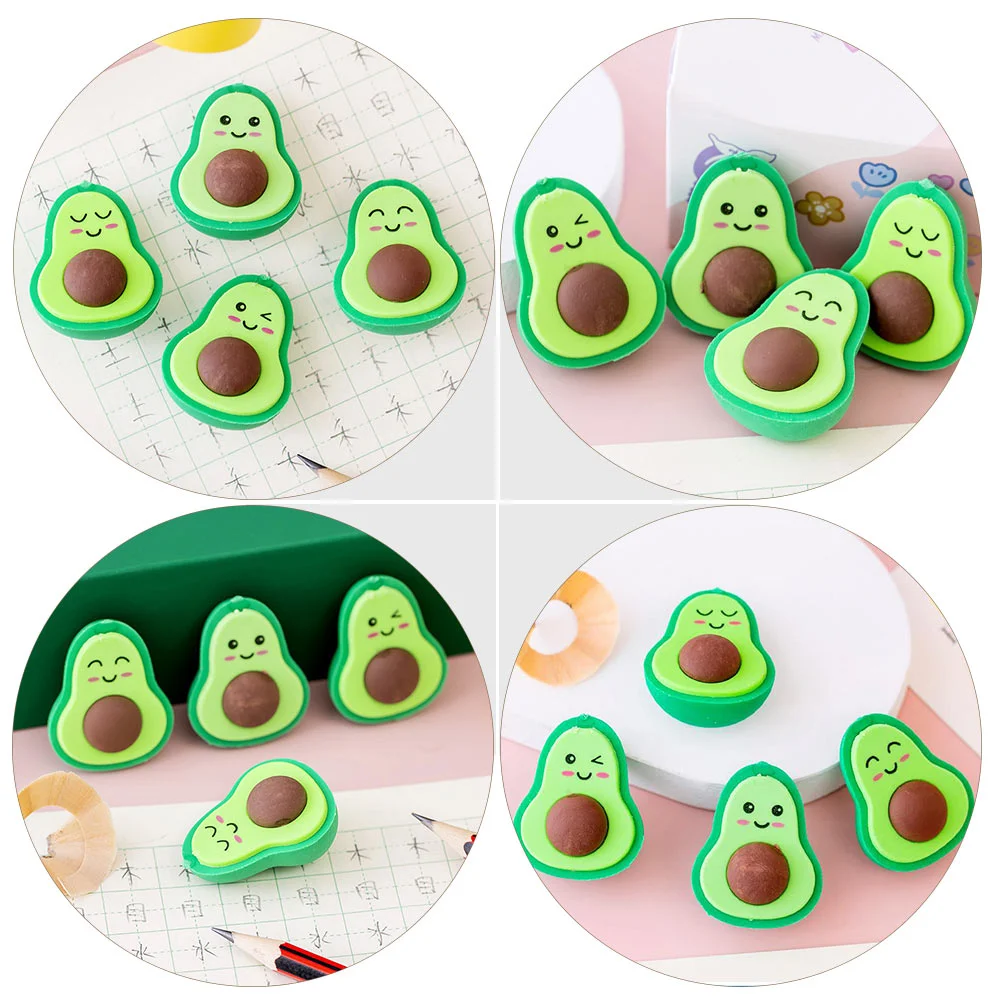 18 Pcs Fruit Avocado Eraser Student Small Stocking Stuffers Animal Kids Cartoon Students Erasers