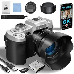 6K Digital Camera for Photography and Video Autofocus Anti-Shake 84MP YouTube Vlogging Camera 3'' 180° Flip Screen with Flash