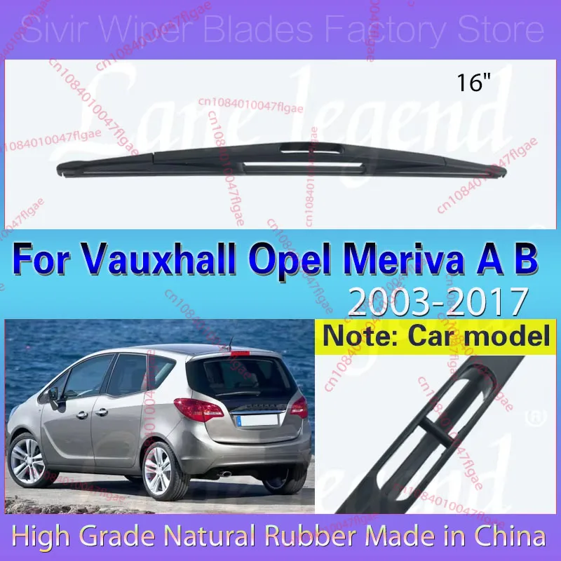 

Стеклоочиститель 16 дюймов, задняя щетка стеклоочистителя для Vauxhall Opel Meriva A B 2003-2017 2004 2005 2006 2007 2008, лобовое стекло, заднее окно