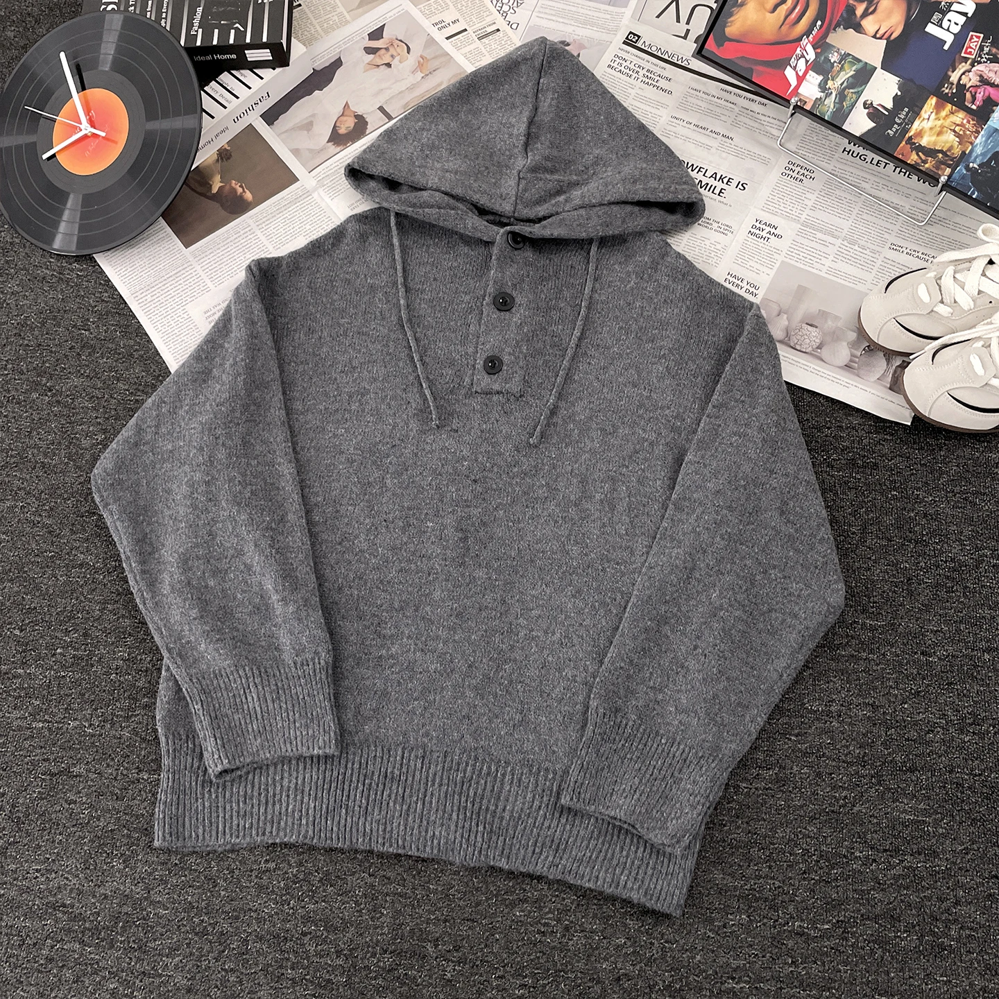 

Мужская вязаная толстовка в стиле ретро на осень-зиму, американский свитшот премиум-класса из плотной ткани, свободного кроя