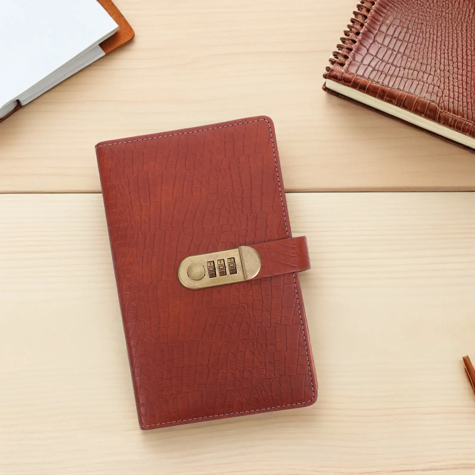 PU Check Organizer Combination Lock Business Checkbook Binder 48 Checks 24 Card Slots Deposit Slip Receipt Folder Card