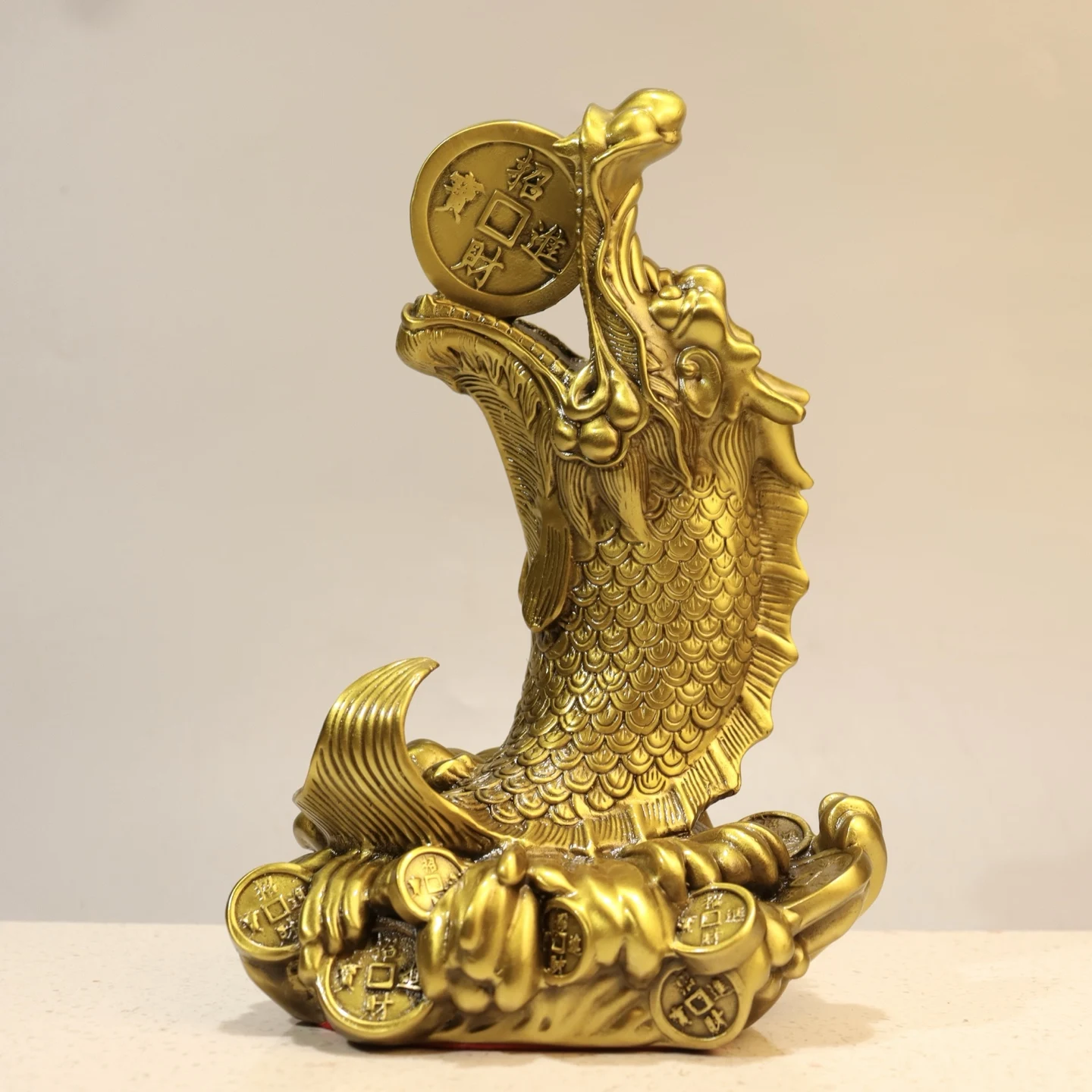 Old Brass Zhaocai Jinbao Bombay duck statue spit Yuanbao coins Cornucopia Base Study screen Amass wealth Town house Exorcism