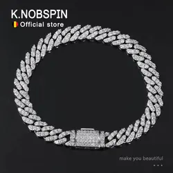 KNOBSPIN D VVS1 Moissanite küba bilezik orijinal s925 gümüş kaplama 18k beyaz altın GRA ile bilezikler kadınlar için adam