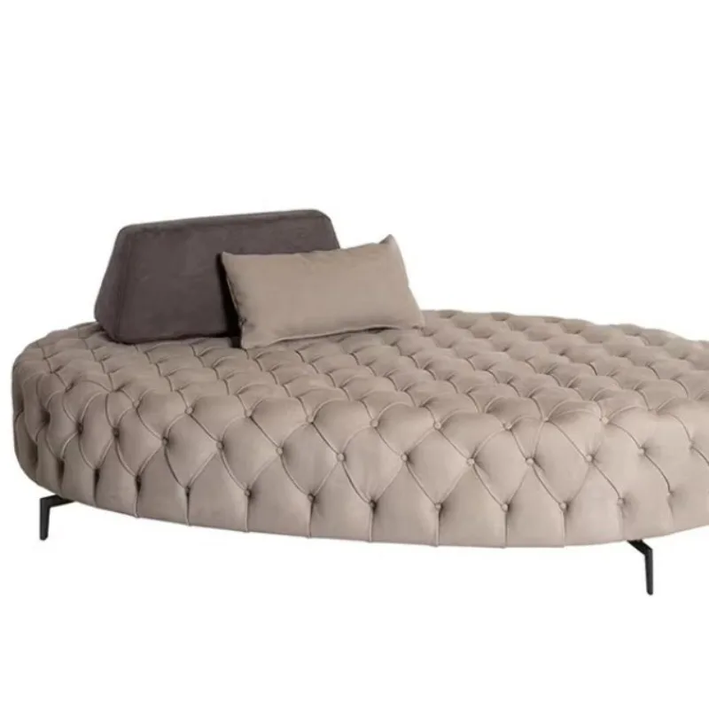 hotel shop matte leather sofa stool cloakroom oval special-shaped shoe change stool pull button chaise longue