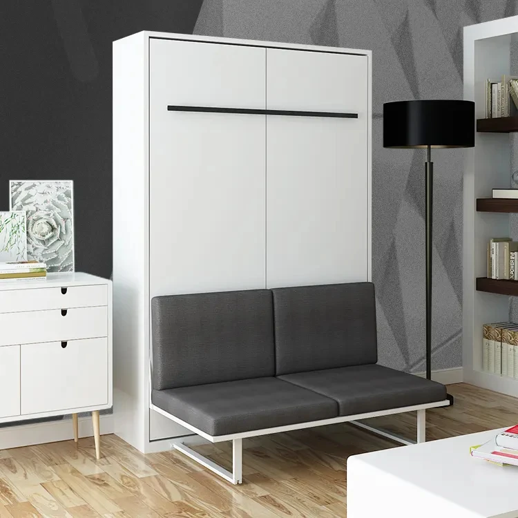 -Factory Price Invisible Manual Vertical Wall Bed Space Saving Stable Pull Down Hidden Folding Murphy Bed with Sofa