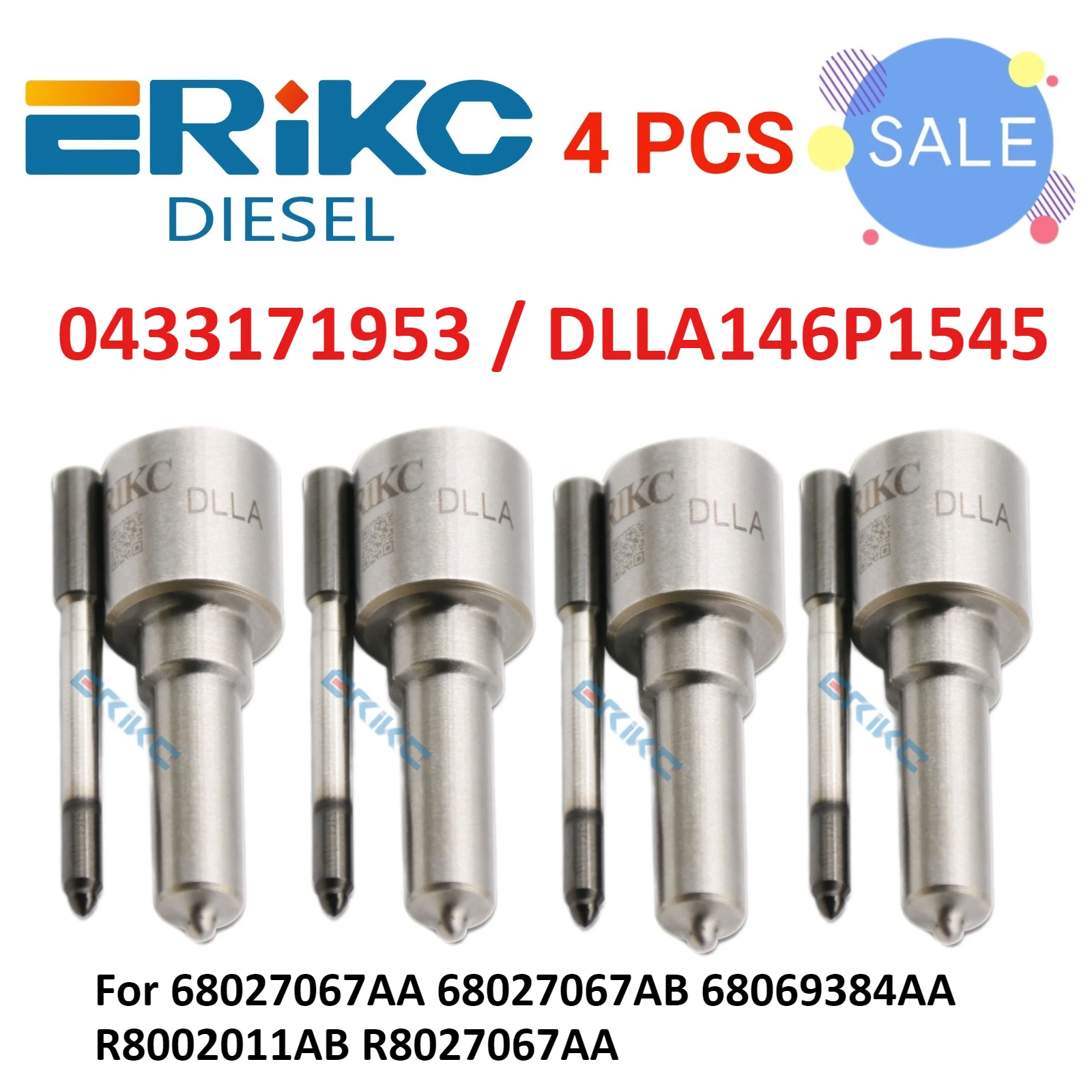 

Распылитель ERIKC DLLA 146 P1545 0, 433 171 953, сопло DLLA146P1545 для 68027067AA 68027067AB 68069384AA R8002011AB R8027067AA