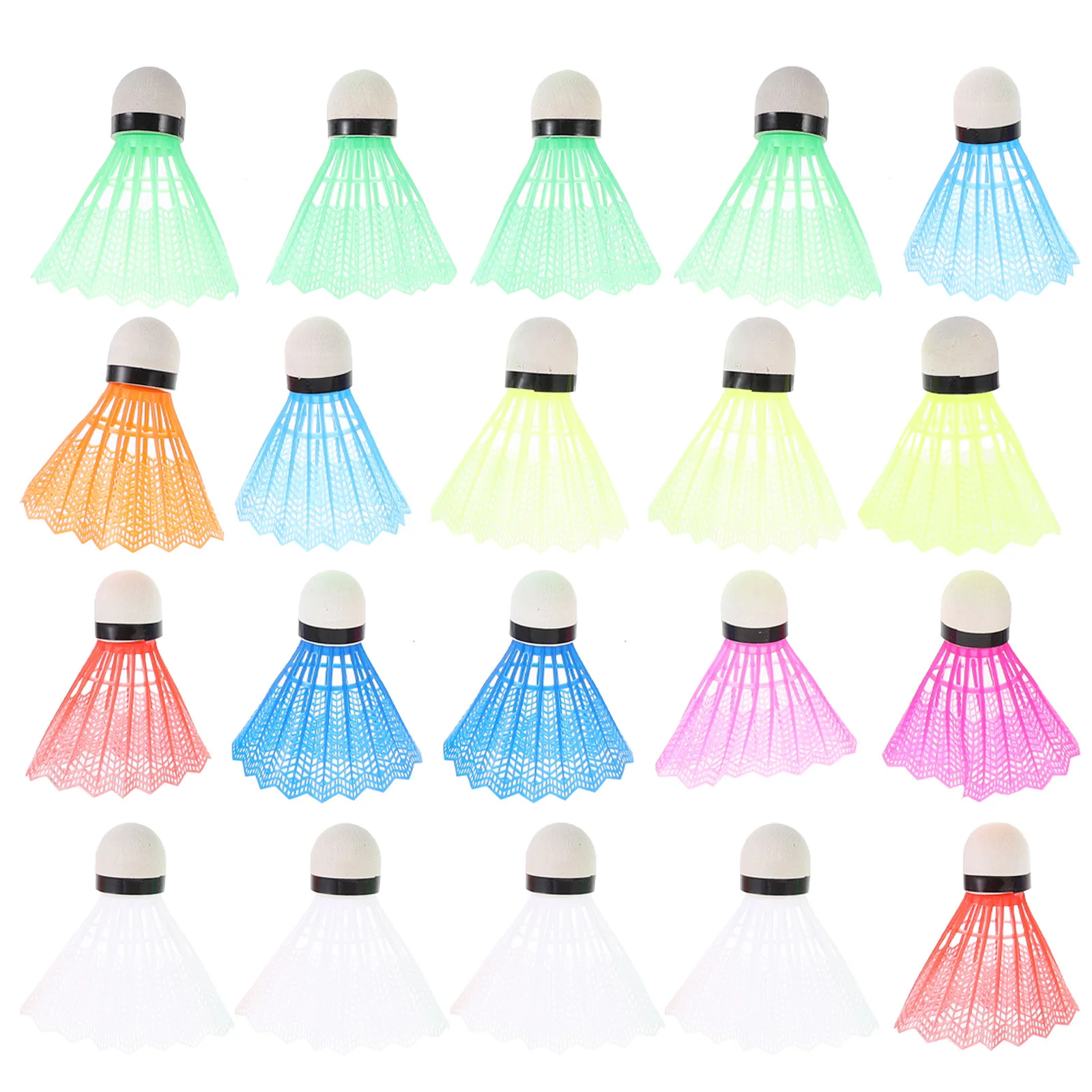 20pcs Advanced Plastic Badminton Colored Shuttlecocks Rainbow Ball Sports Gadget Sports Accessories for Sports Outdoor (Mixed