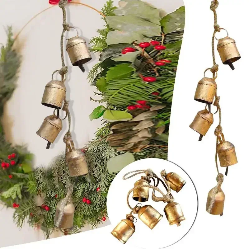 Christmas Cow Bells Decoration Shabby Metal Bells Vintage Cowbells Wall Window Hanging Ornaments Christmas Decorations