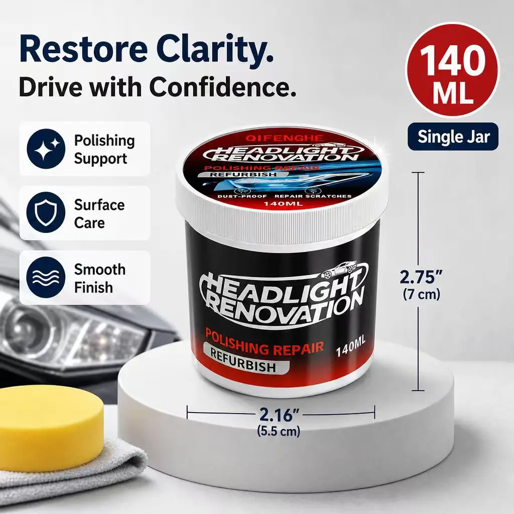 Car Headlight Restoration Kit 140ML - Scratch Remover & Polishing Cream for Clear, Dull Lenses