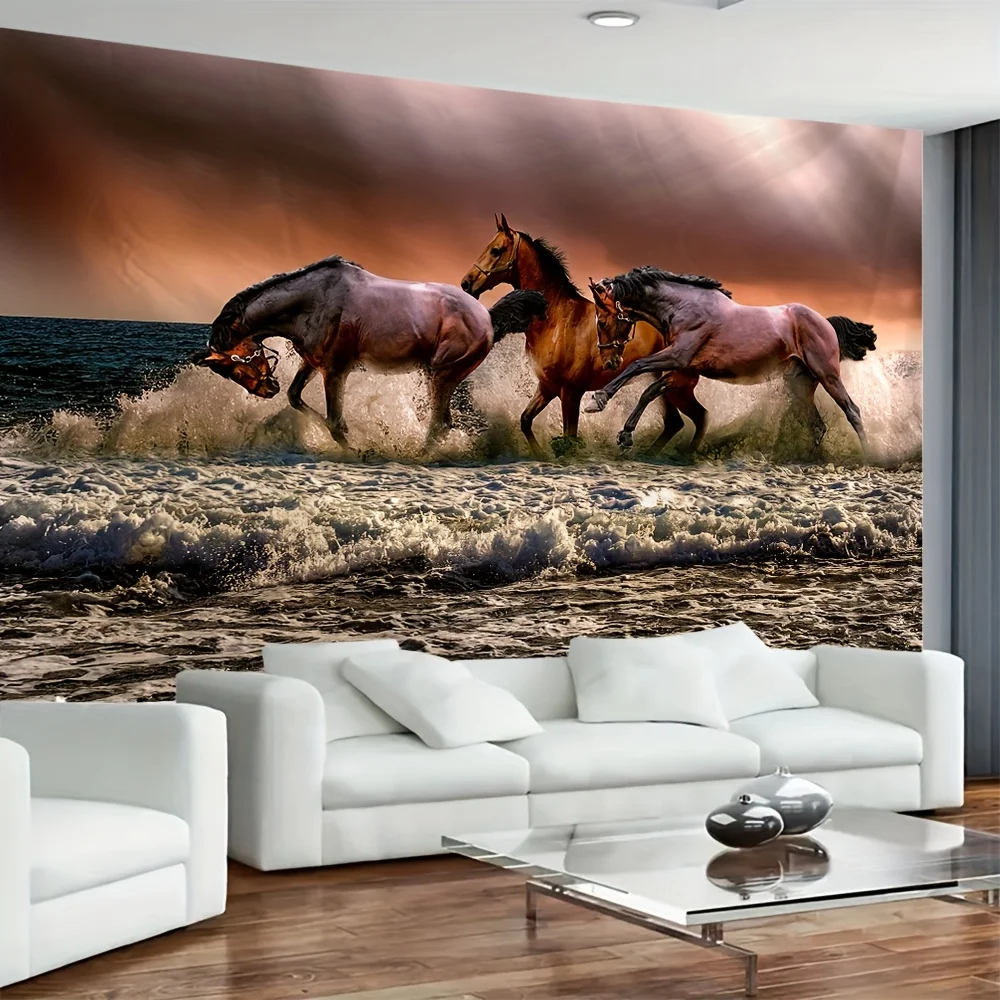Wild Horse Beach Tapestry Polyester Wall Hanging Boho Living Room Bedroom Decor home decor aesthetic