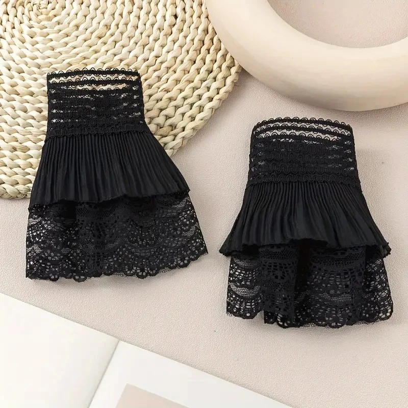 Decoration For Photo Nails Black Mesh Fake Flared Sleeves Ruffles Wristband Manicure Photography Background