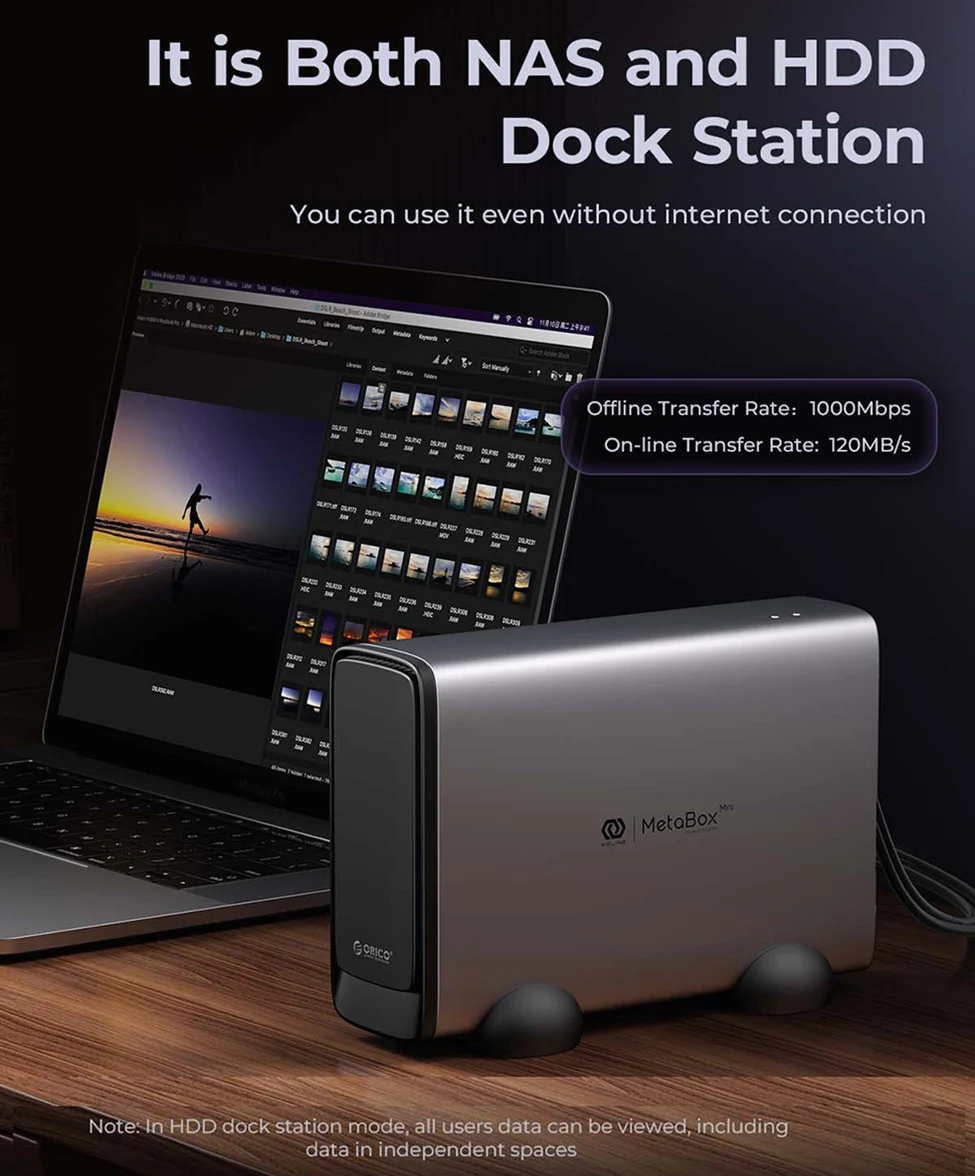 ORICO NAS Network Cloud Server Family Attached Storage System 2,5/3,5" SATA SSD HDD-Gehäuse DAS Festplattengehäuse APP Smart Backup