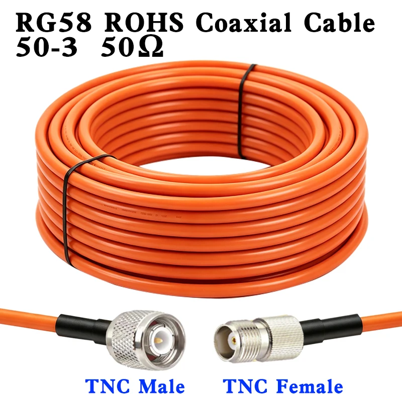 RG58 Coaxial Cable 50‑Ohm TNC Male toTNCFemale RF Coax Wire for Radio Antenna Scanner Signal Transmission Low Loss Coaxial Jumpe