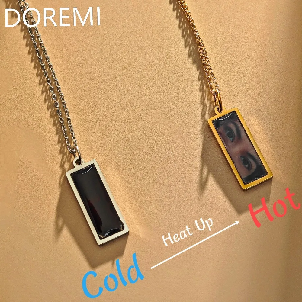 

DOREMI Personalized Stainless Steel Heat-Activated Magic Necklace with Hidden Picture Custom Eyes Photo Necklace