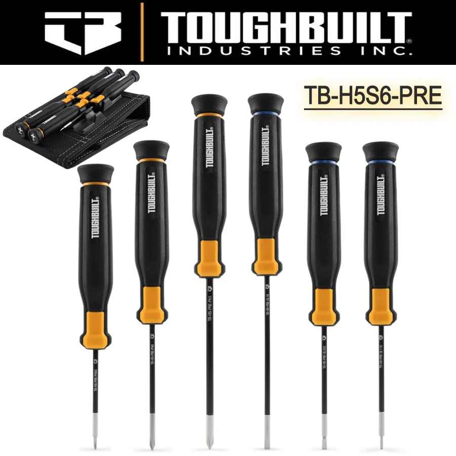 

TOUGHBUILT Precision Screwdriver Set 6-in-1 with Tool Bag Magnetic Screw Driver Set Electric Repair Tools TB-H5S6-PRE