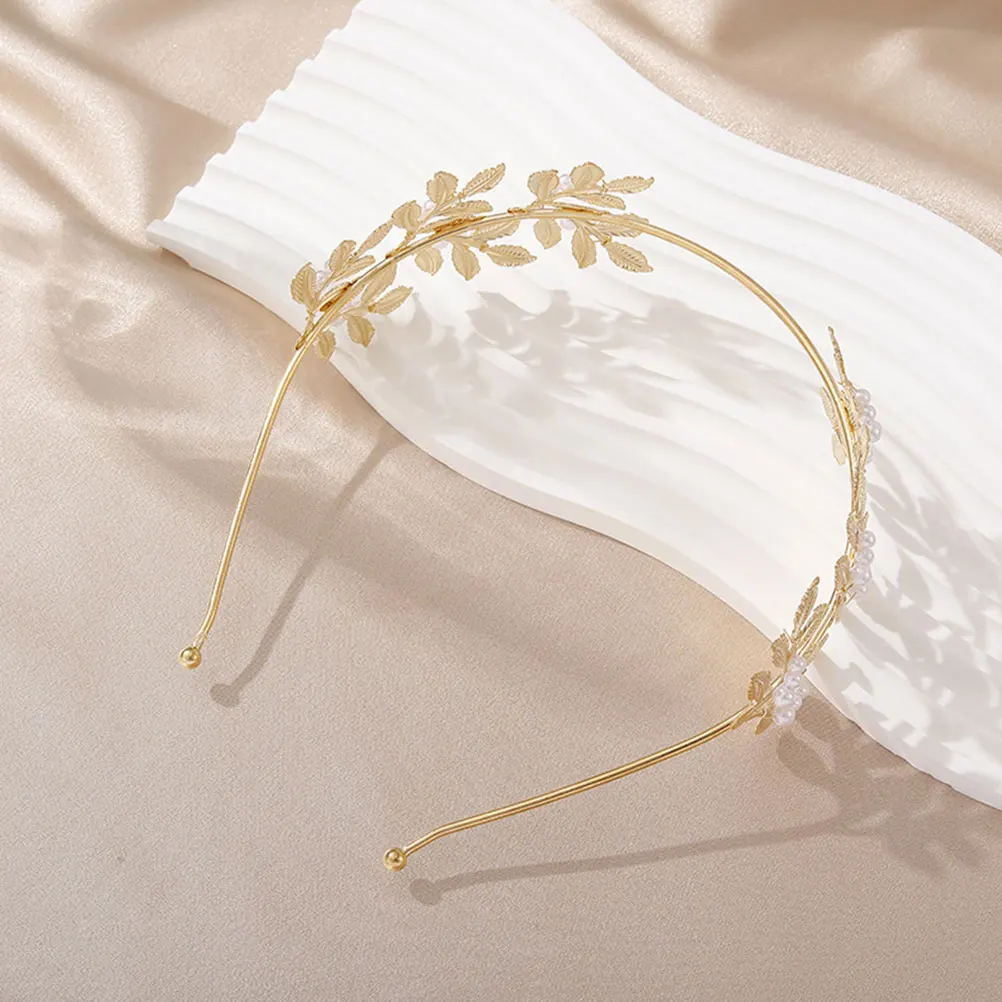 

Headband Pearl Bridal Crown Headpiece Gift Bride for Wedding Birthday Tiara Women Golden Bridesmaid