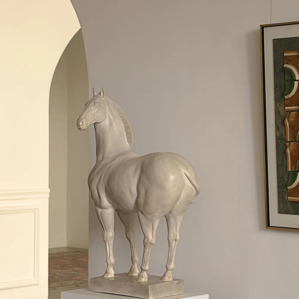 ※a Realistic Style Life Size Horse Statue Fiberglass Resin Sculpture  Indoor Home Decor Art Ornament