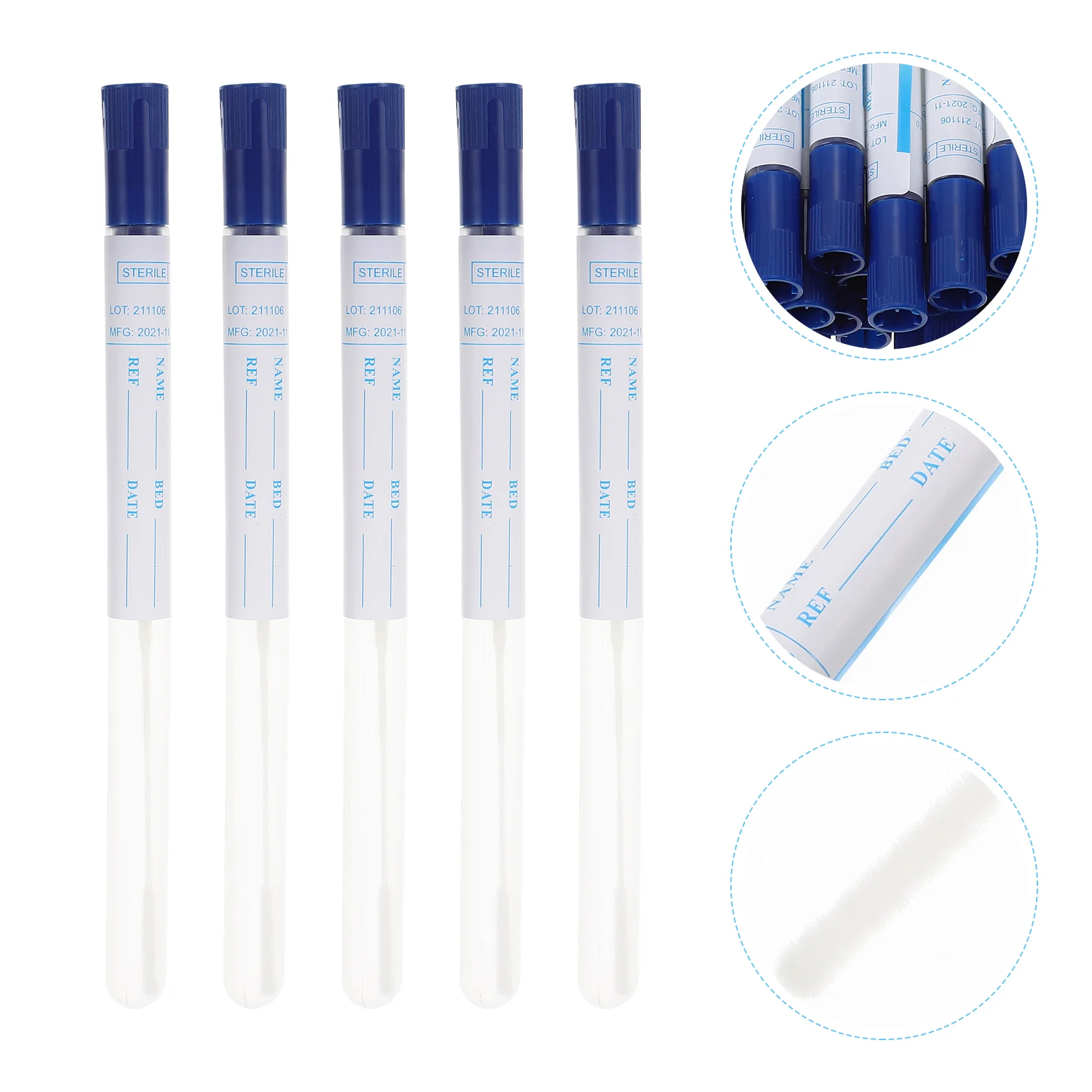 

50 Sets Portable Sampling Swab Sterile Nasopharyngeal Plastic Throat Specimen Convenient Swabs