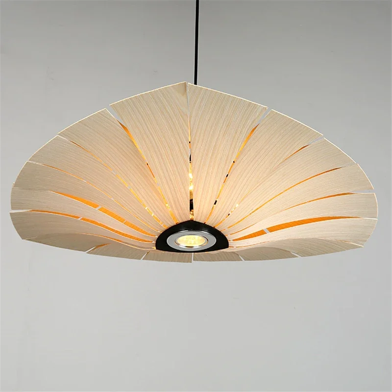 Dia60/70cm Large Oak Cherry Bark Wooden Luster Led Rustic Lighting Pendant Lamp Modern Decoration Chinese Home Fixtures