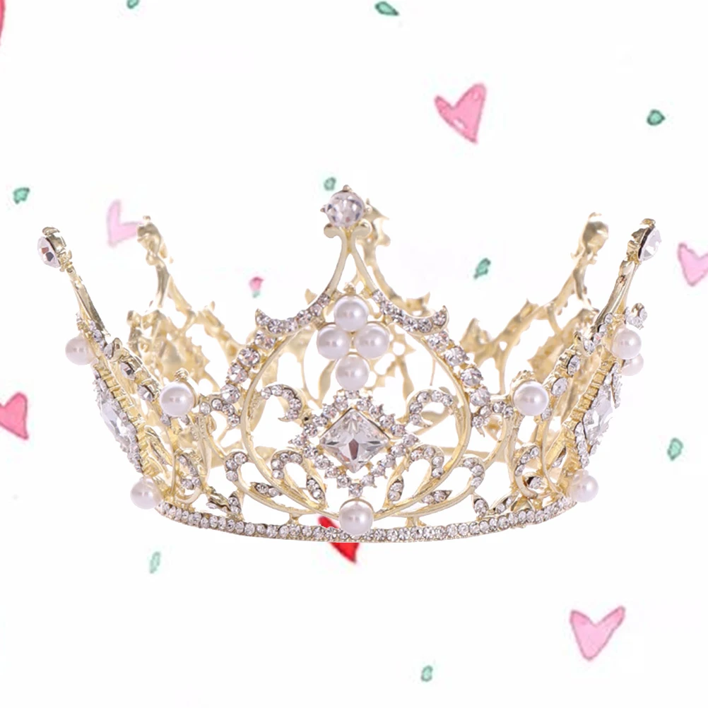 

Baroque Round Gold Crown Luxury Square Rhinestone Wedding Tiara for Bride Women Elegant Hair Jewelry Baroque Crown